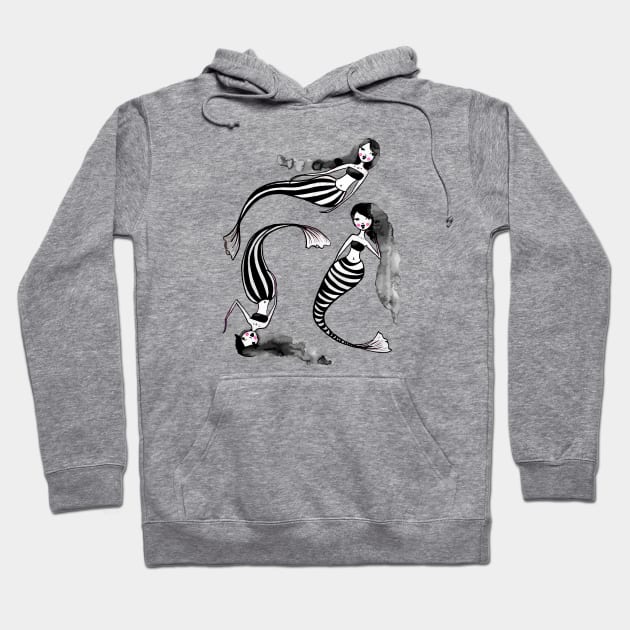 Drifting Along The Currents - Striped Mermaids 2 0f 2 Hoodie by LittleMissTyne